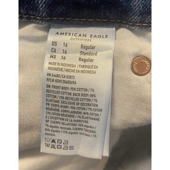 American Eagle Curvy Super High Rise Baggy Straight Jeans Womens 16 Reg - Picture 8 of 9